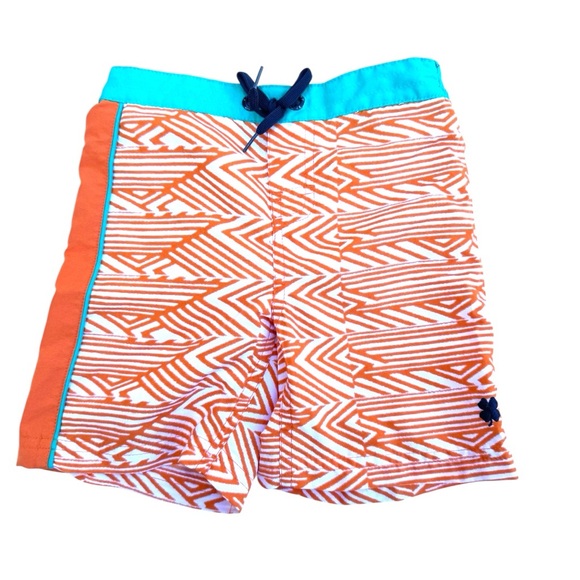 Toddler Boys Swim Shorts Trunks Inner Netting Size 18M Lucky Brand Orange Teal - Picture 1 of 9